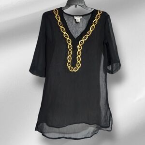 Signature Black and Gold Asymmetrical Tunic